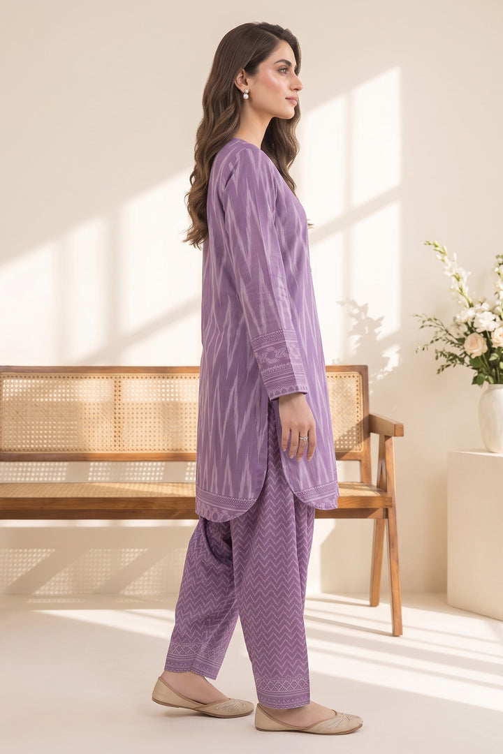 2 Piece Lavender Purple Unstitched Printed Cambric Co-Ord Set