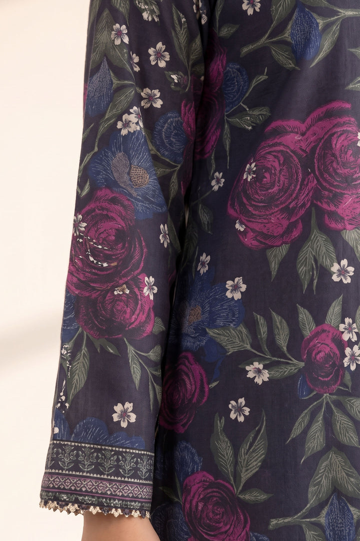 2 Piece Purple Taupe Unstitched Printed Cambric Co-Ord Set