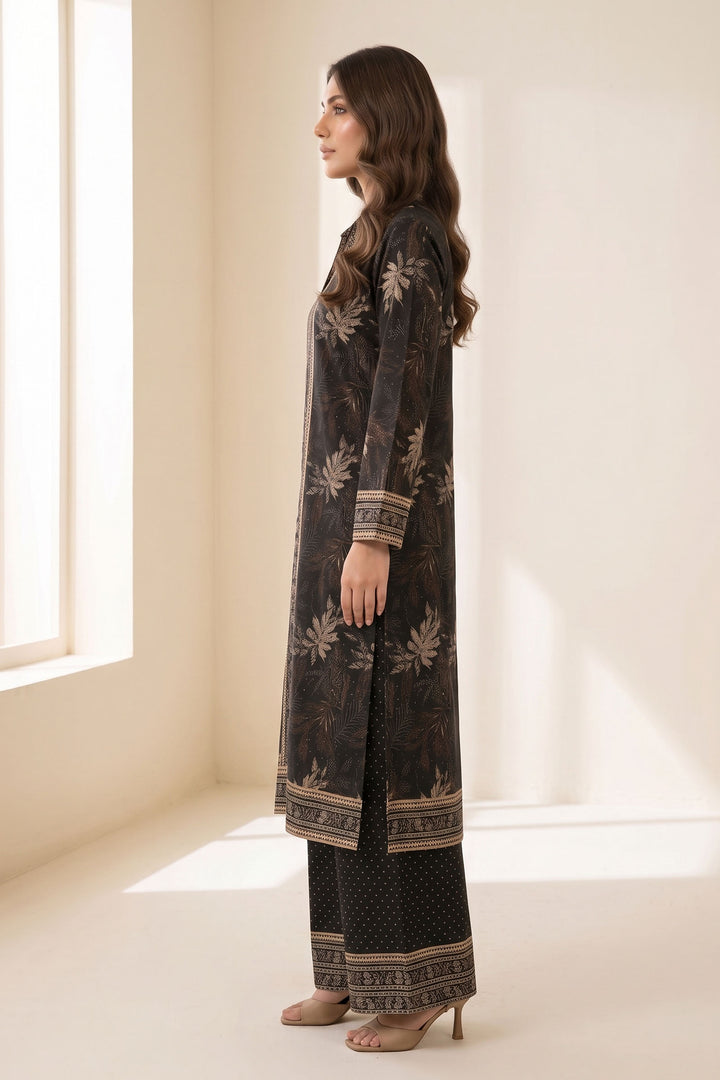 2 Piece Smoky Black Unstitched Printed Cambric Co-Ord Set