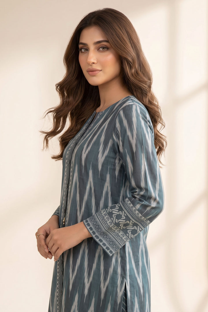 2 Piece Teal Blue Unstitched Printed Cambric Co-Ord Set