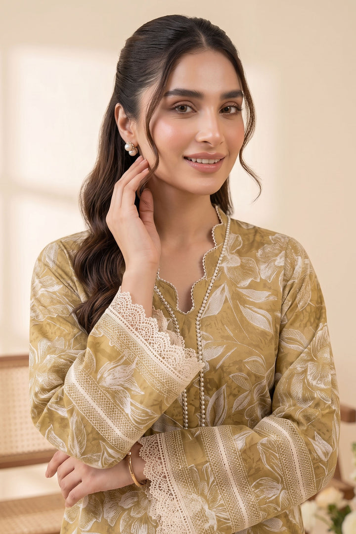 2 Piece Unstitched Premium Dark Goldenrod Printed Co-Ord Set