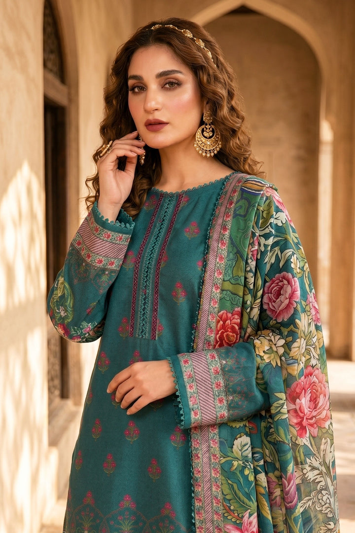 3 Piece Unstitched Sea Green Premium Lawn