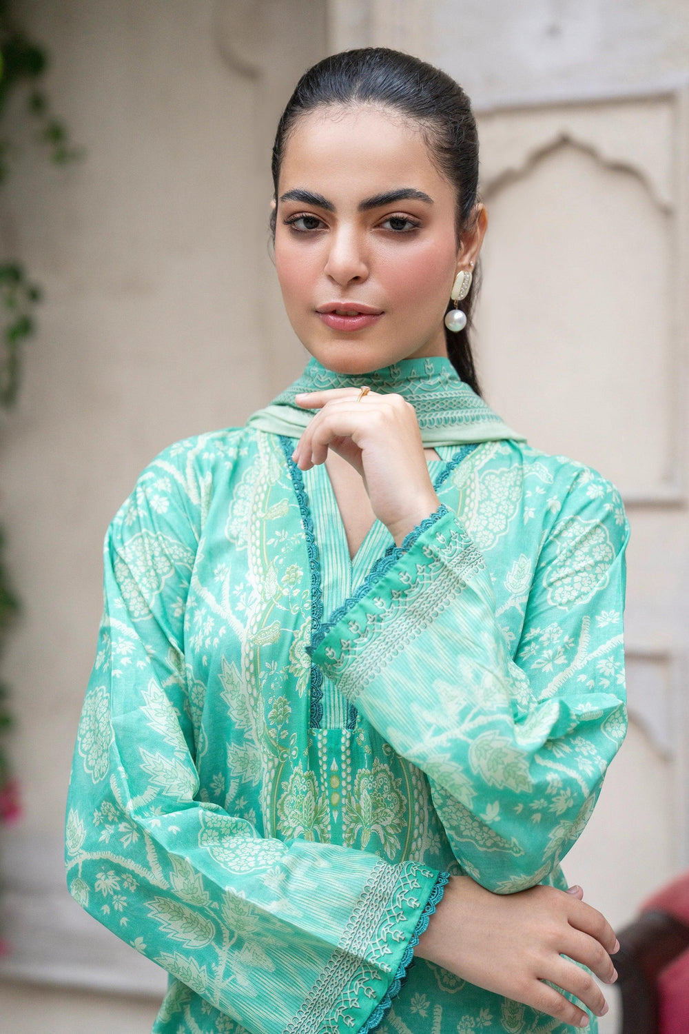 3 Piece Unstitched Light Cyan Printed Lawn Suit - Jacquard Clothing Summer 2026
