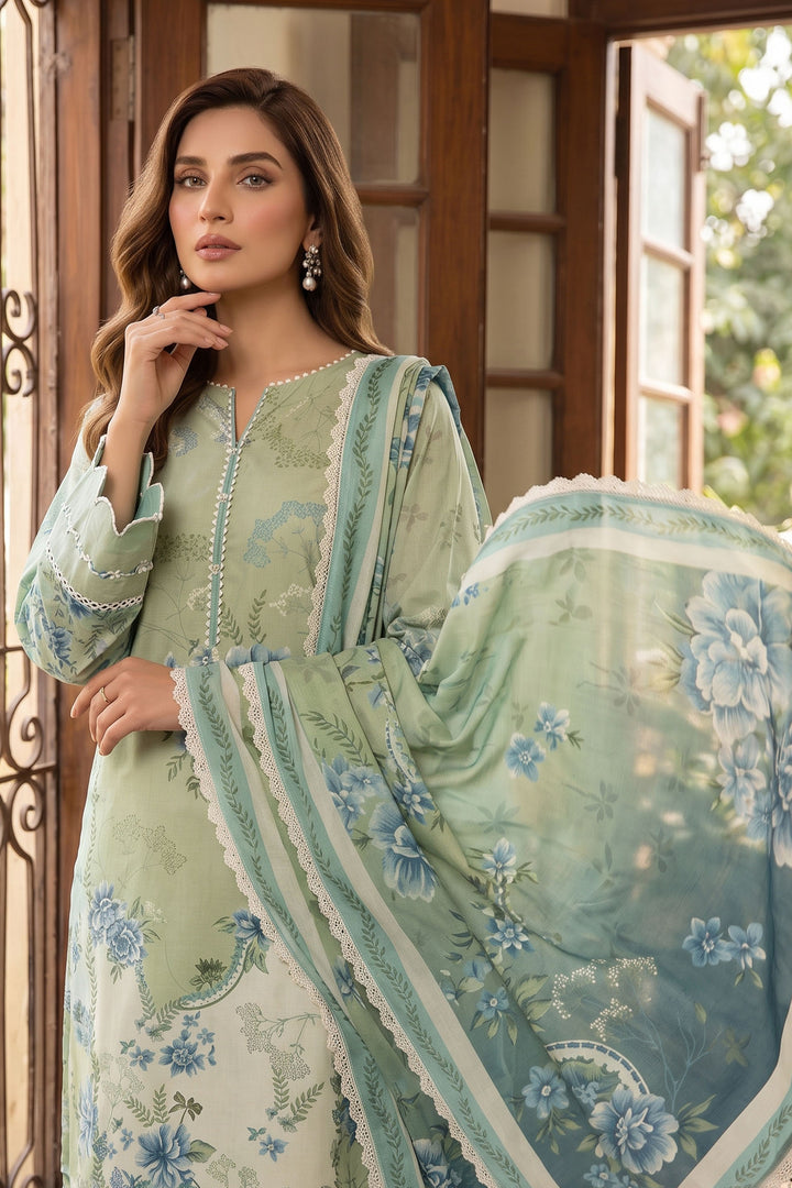 Light Green 3 Piece Unstitched Premium Printed Lawn