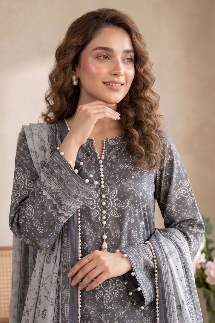 Graphite Gray 3 Piece Unstitched Premium Printed Lawn