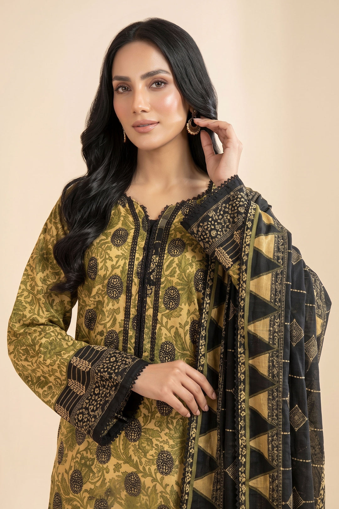 3 Piece Unstitched Desert Premium Linen