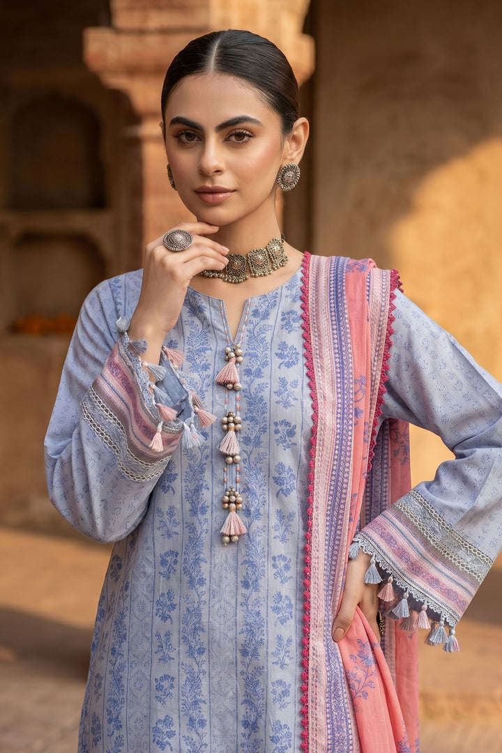 3 Piece Unstitched Purple Premium Lawn
