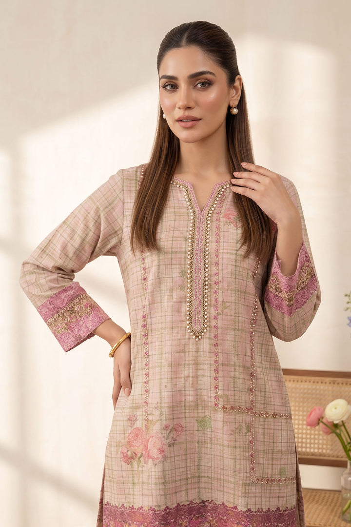 Apricot 2 Piece Unstitched Printed Cambric Co-Ord Set