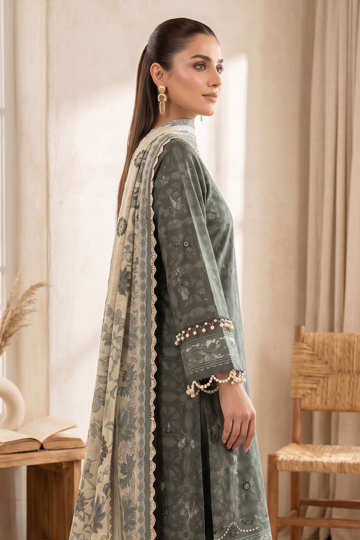 Charcoal 3 Piece Unstitched Premium Printed Lawn