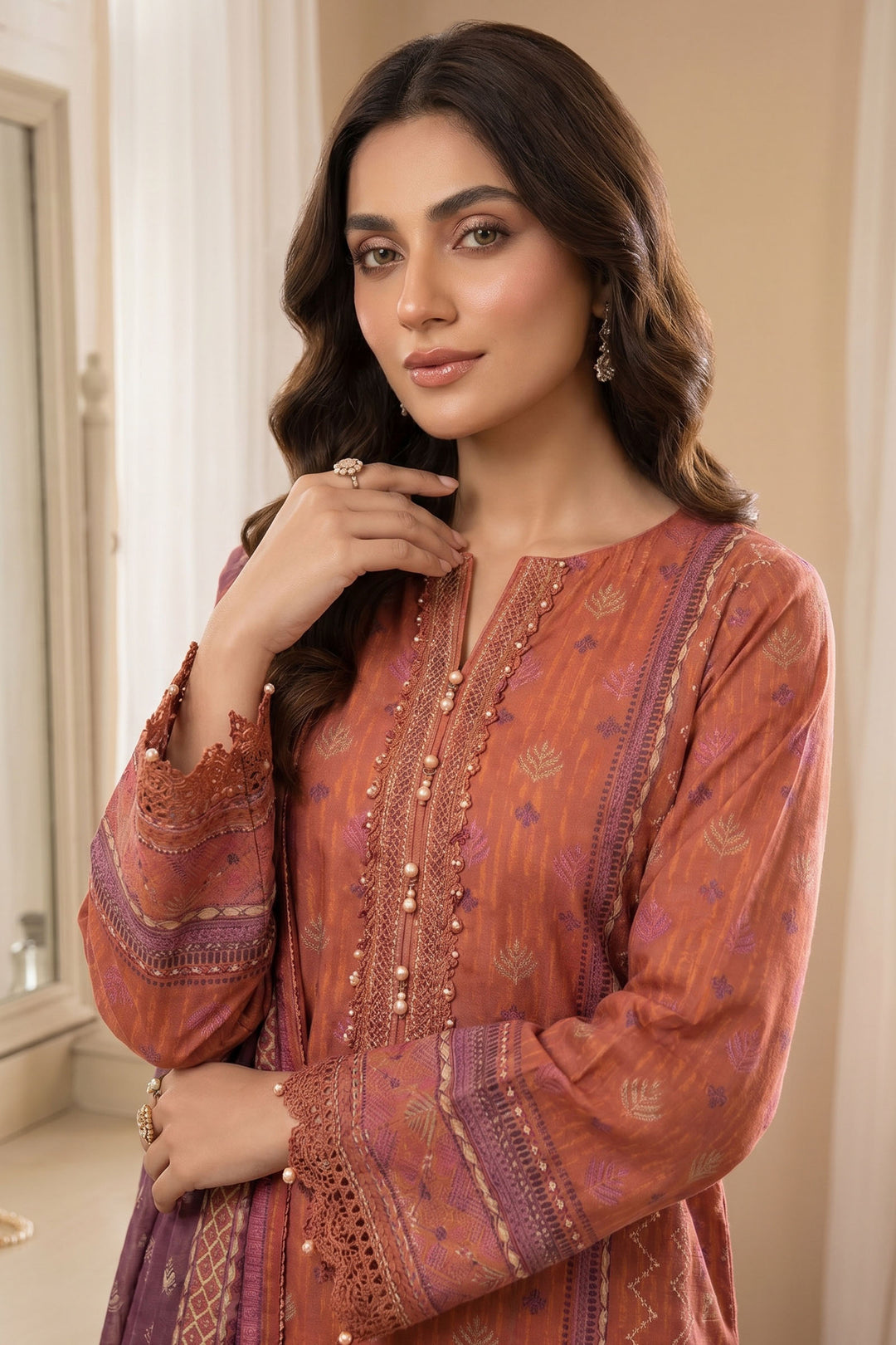 Terracotta 3 Piece Unstitched Premium Printed Lawn