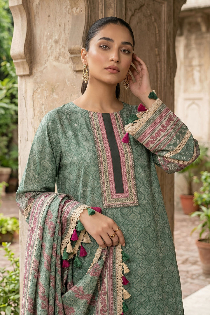 Laurel Green 3 Piece Unstitched Premium Printed Lawn