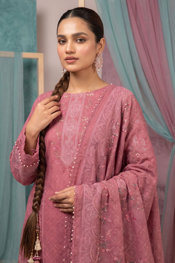 Dusty Pink 3 Piece Unstitched Premium Printed Lawn