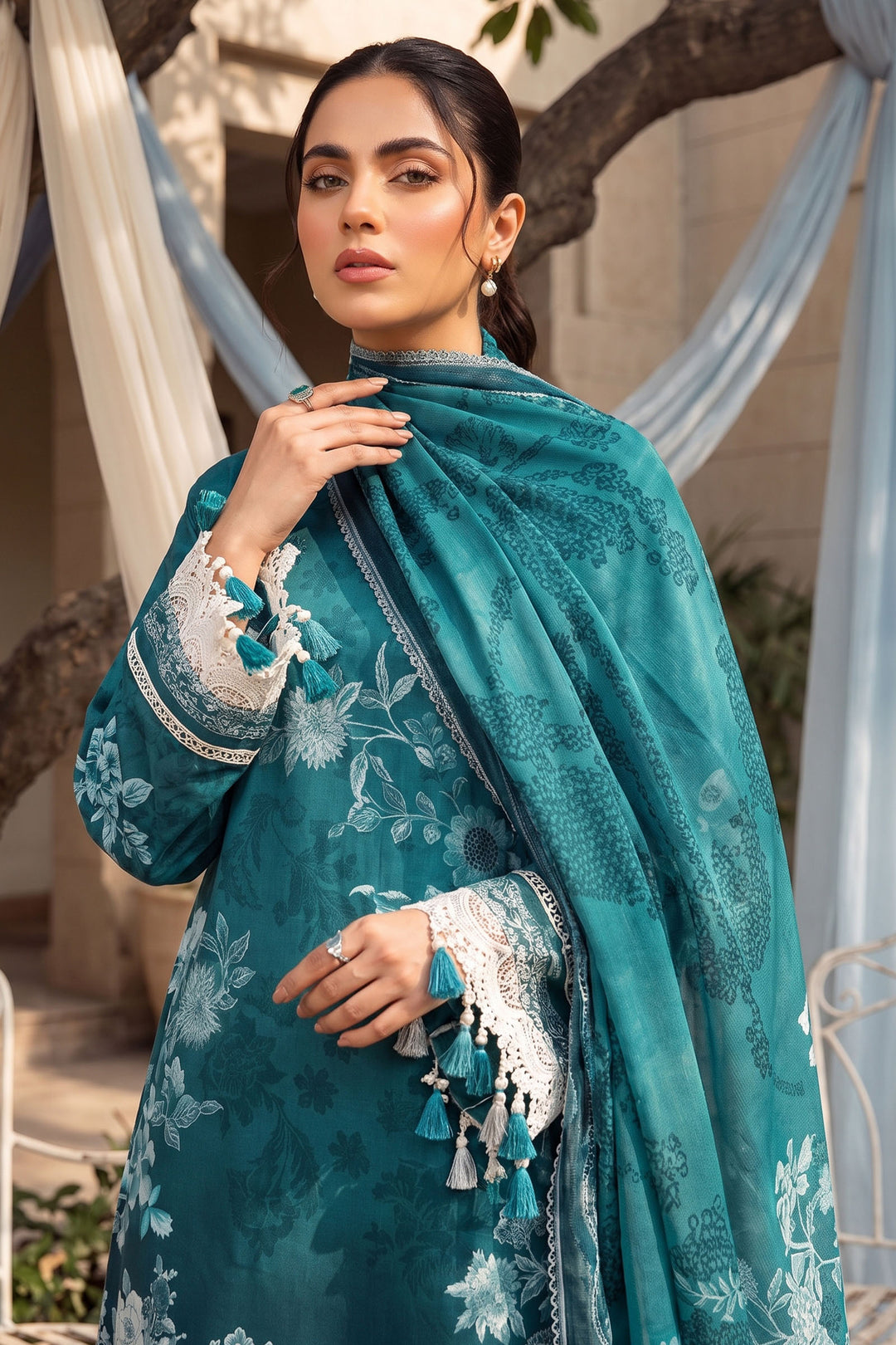 Sea Green 3 Piece Unstitched Premium Printed Lawn