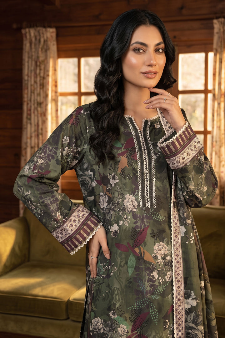 3 Piece Unstitched Dark Green Premium Linen