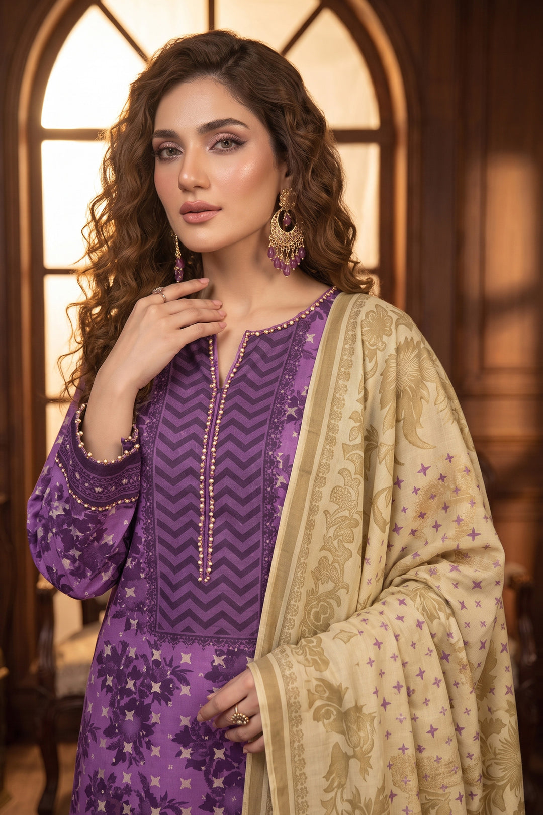 Plum 3 Piece Unstitched Premium Printed Lawn