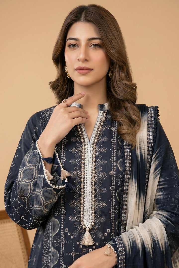 3 Piece Unstitched Black Premium Lawn