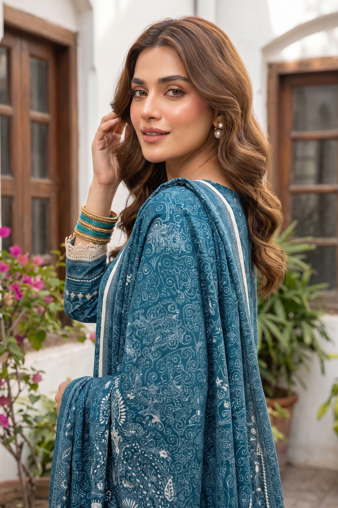 Blue 3 Piece Unstitched Premium Printed Lawn