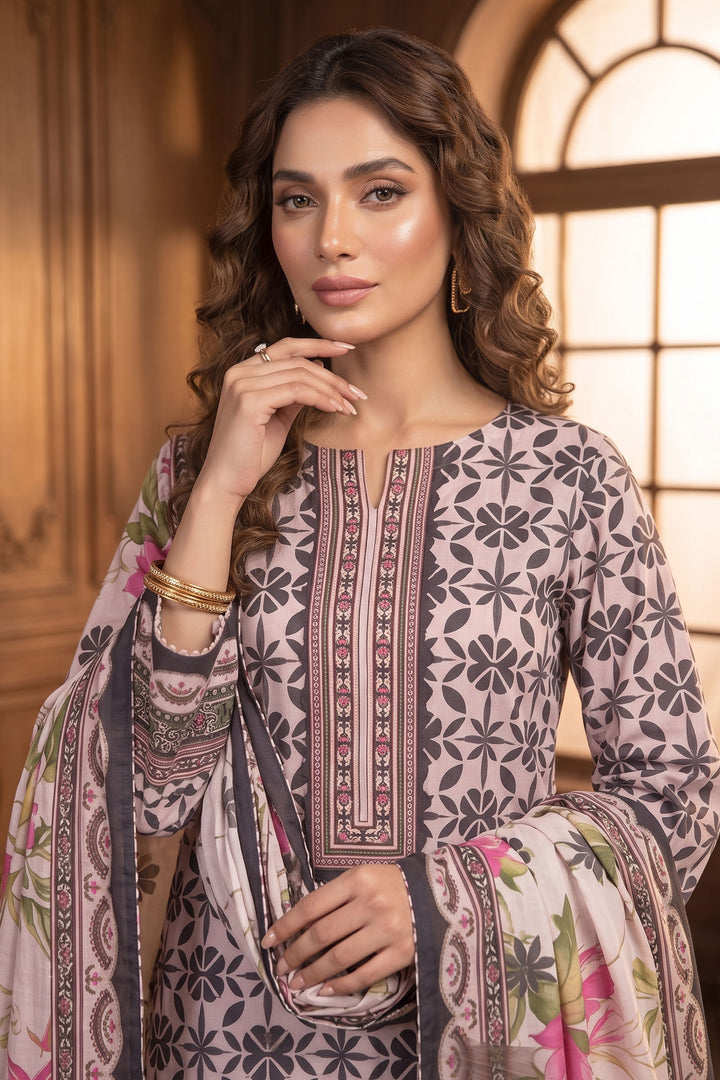 Light Pink 3 Piece Unstitched Premium Printed Lawn