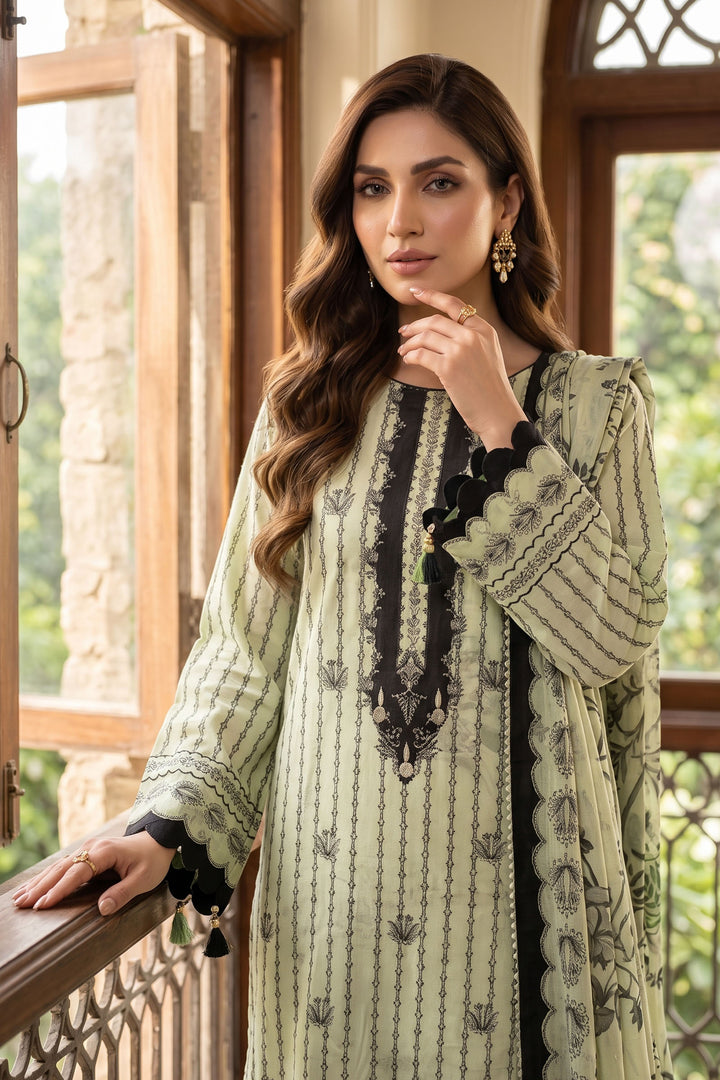 Light Green 3 Piece Unstitched Premium Printed Lawn