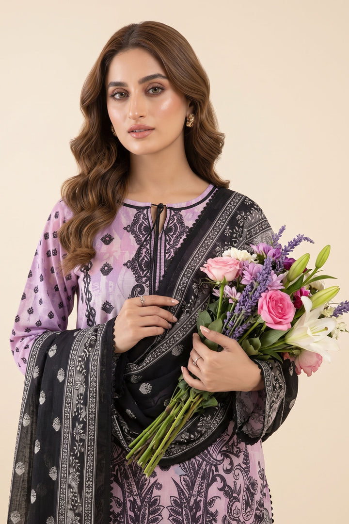 3 Piece Unstitched Lavender Khaddar