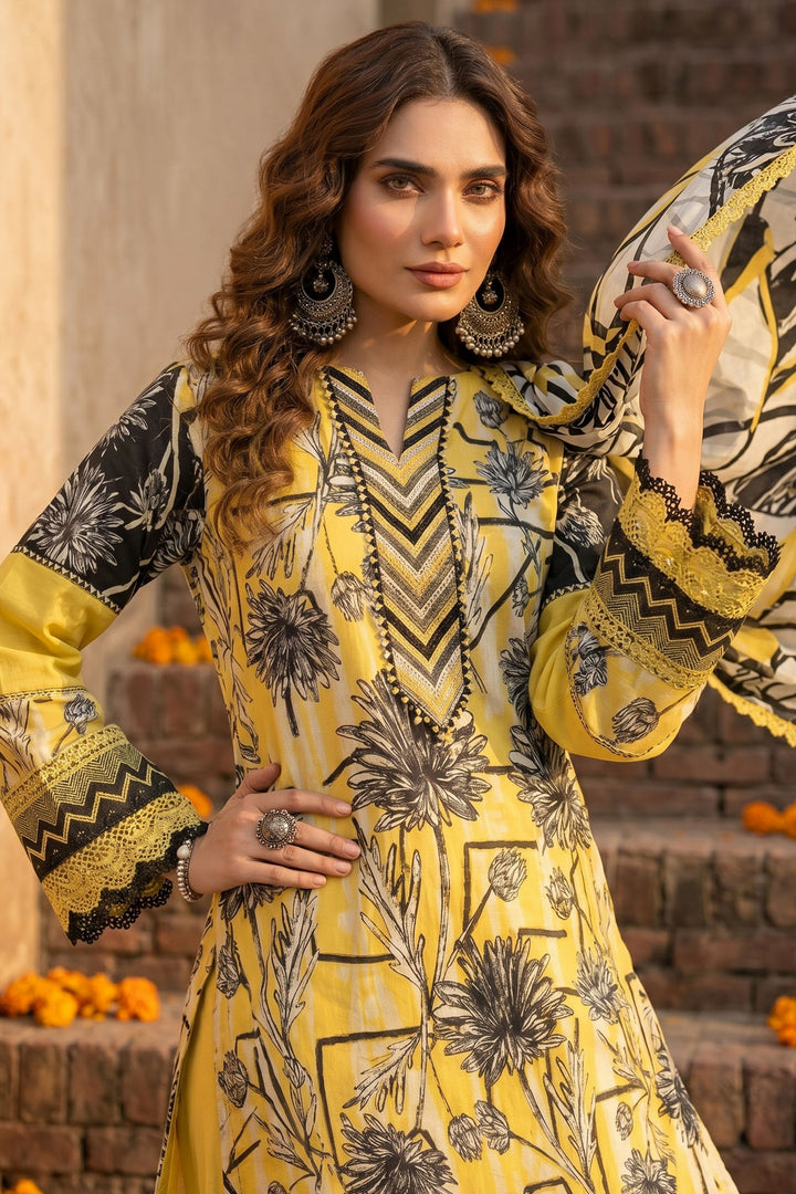 3 Piece Unstitched Yellow Premium Lawn