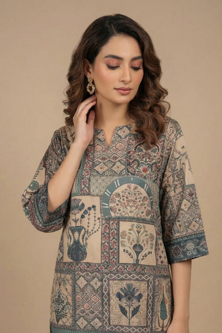 Feldgrau 2 Piece Unstitched Printed Cambric Co-Ord Set