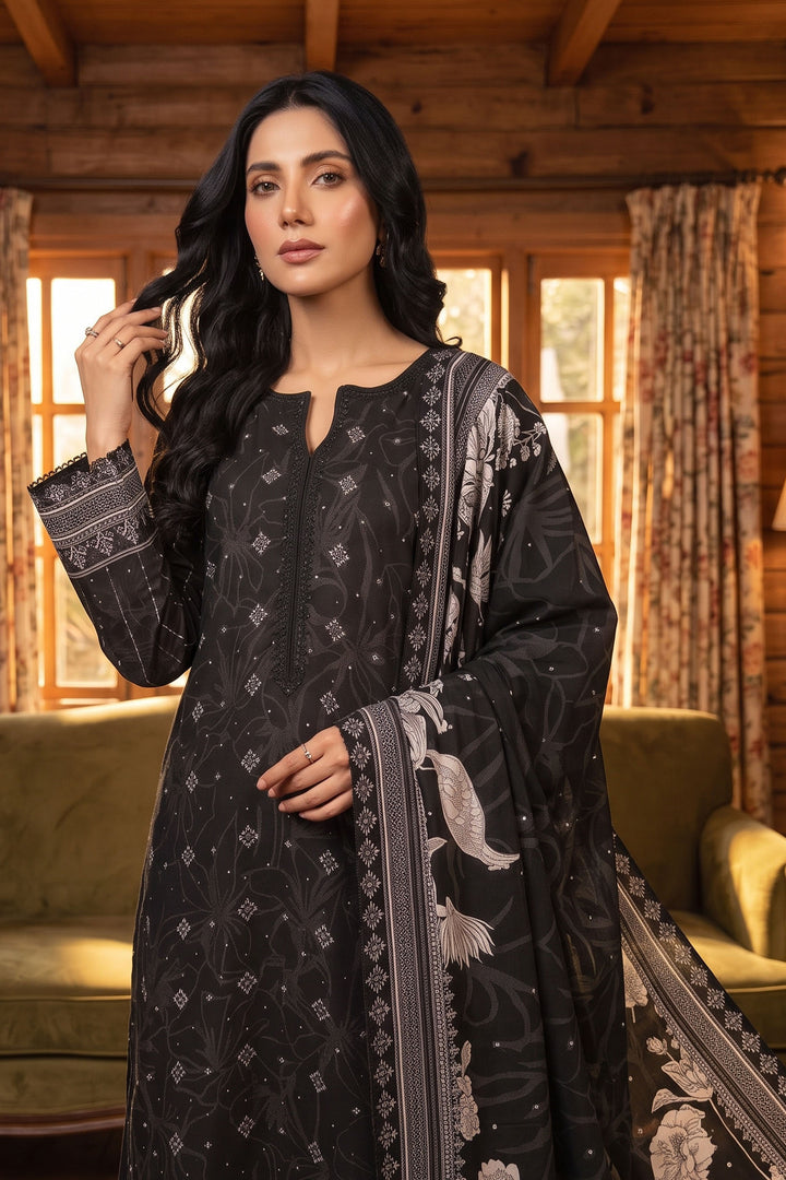 3 Piece Unstitched Black Premium Linen