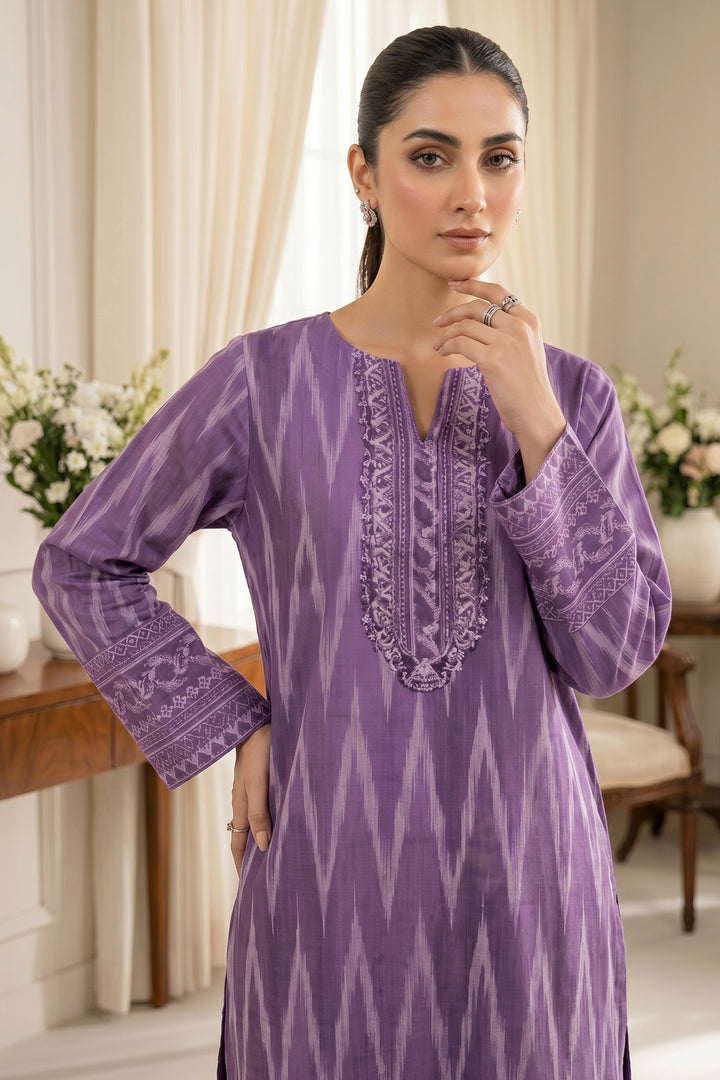 2 Piece Lavender Purple Unstitched Printed Cambric Co-Ord Set