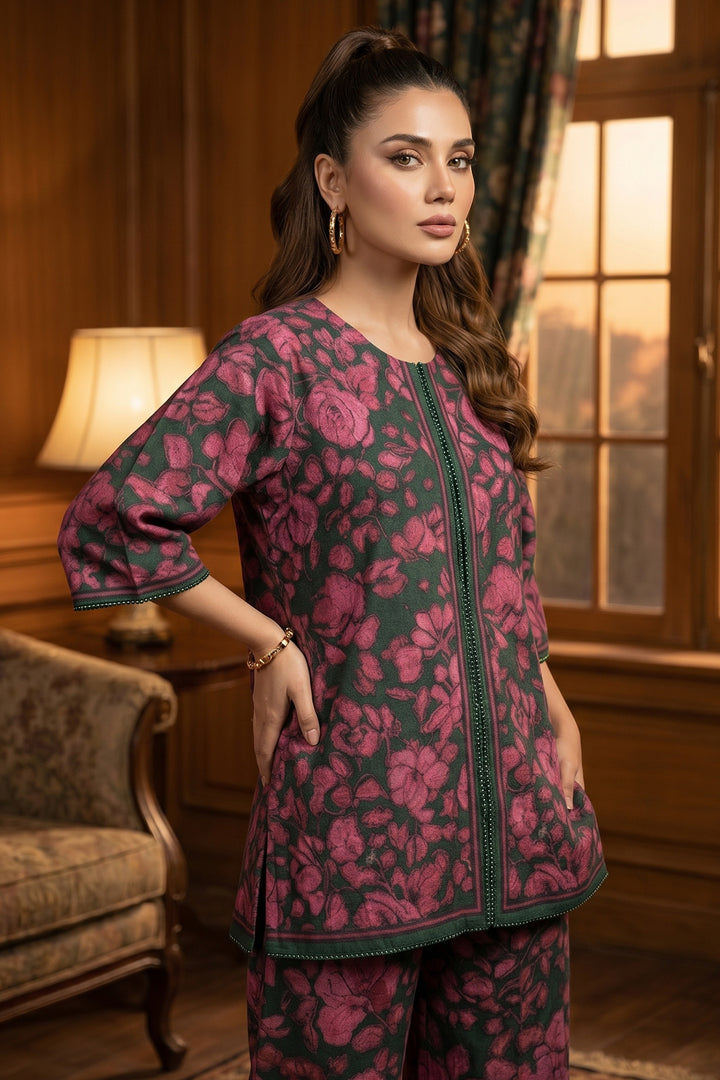 Green 2 Piece Unstitched Printed Cambric Co-Ord Set