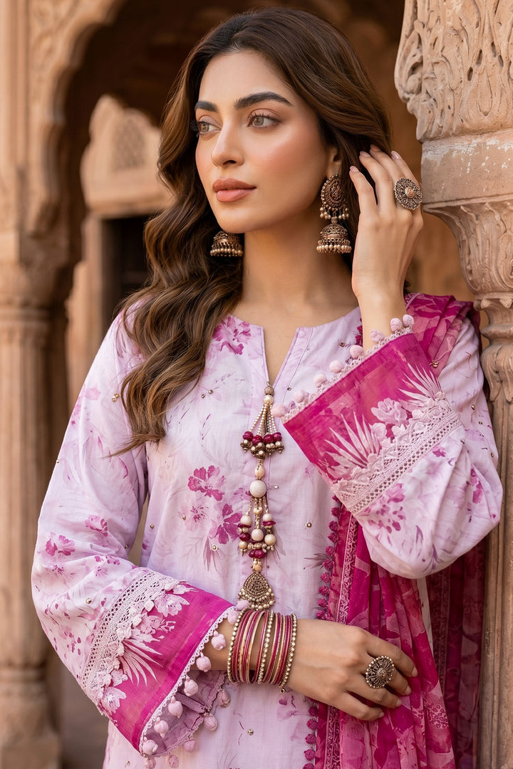 3 Piece Unstitched Lilac Premium Lawn