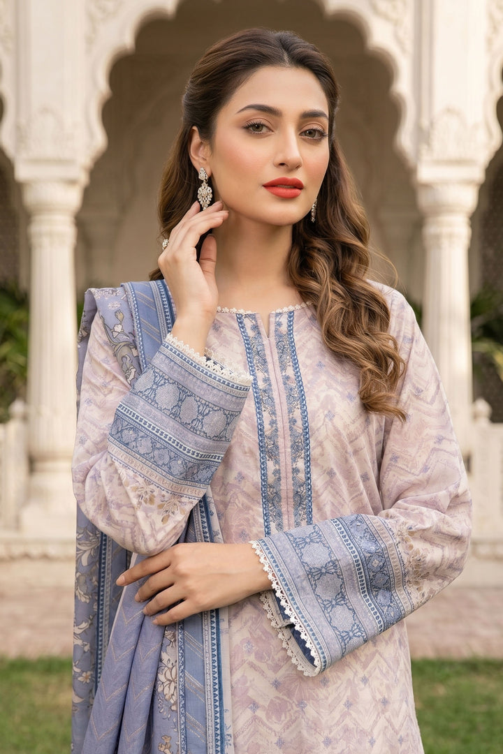 3 Piece Unstitched Pink Premium Lawn