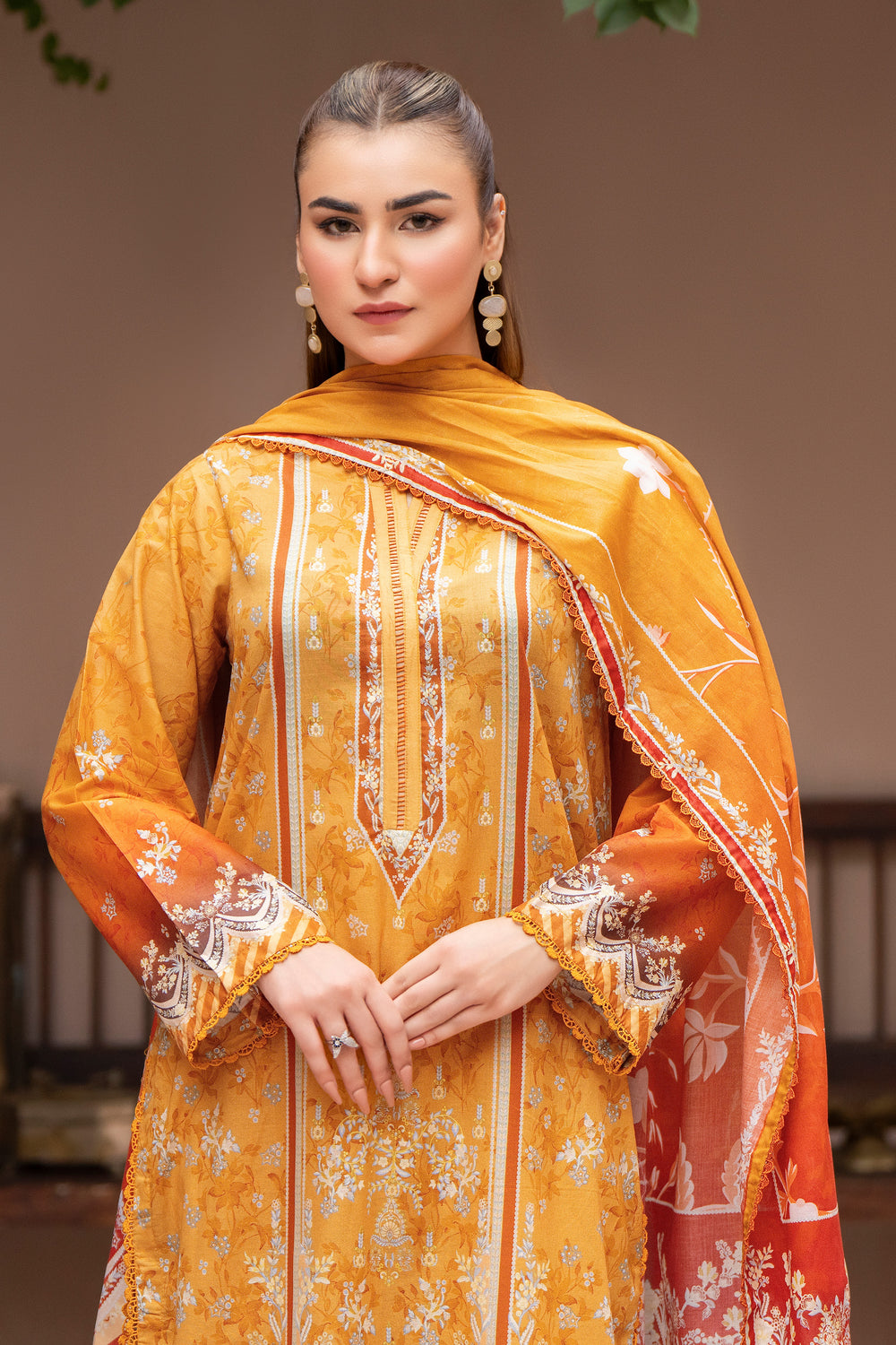 3PC Unstitched Mustard Lawn - SU25V25-S3 - JACQUARD CLOTHING
