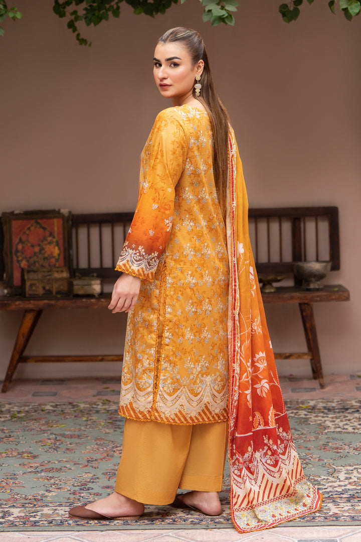3PC Unstitched Mustard Lawn - SU25V25-S3 - JACQUARD CLOTHING
