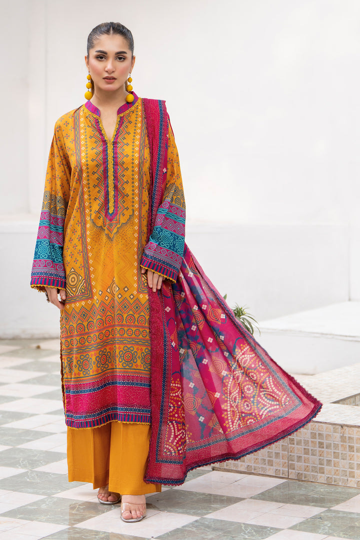 3PC Unstitched Mustard Lawn - SU25V29-S4 - JACQUARD CLOTHING