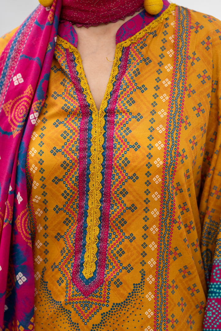 3PC Unstitched Mustard Lawn - SU25V29-S4 - JACQUARD CLOTHING