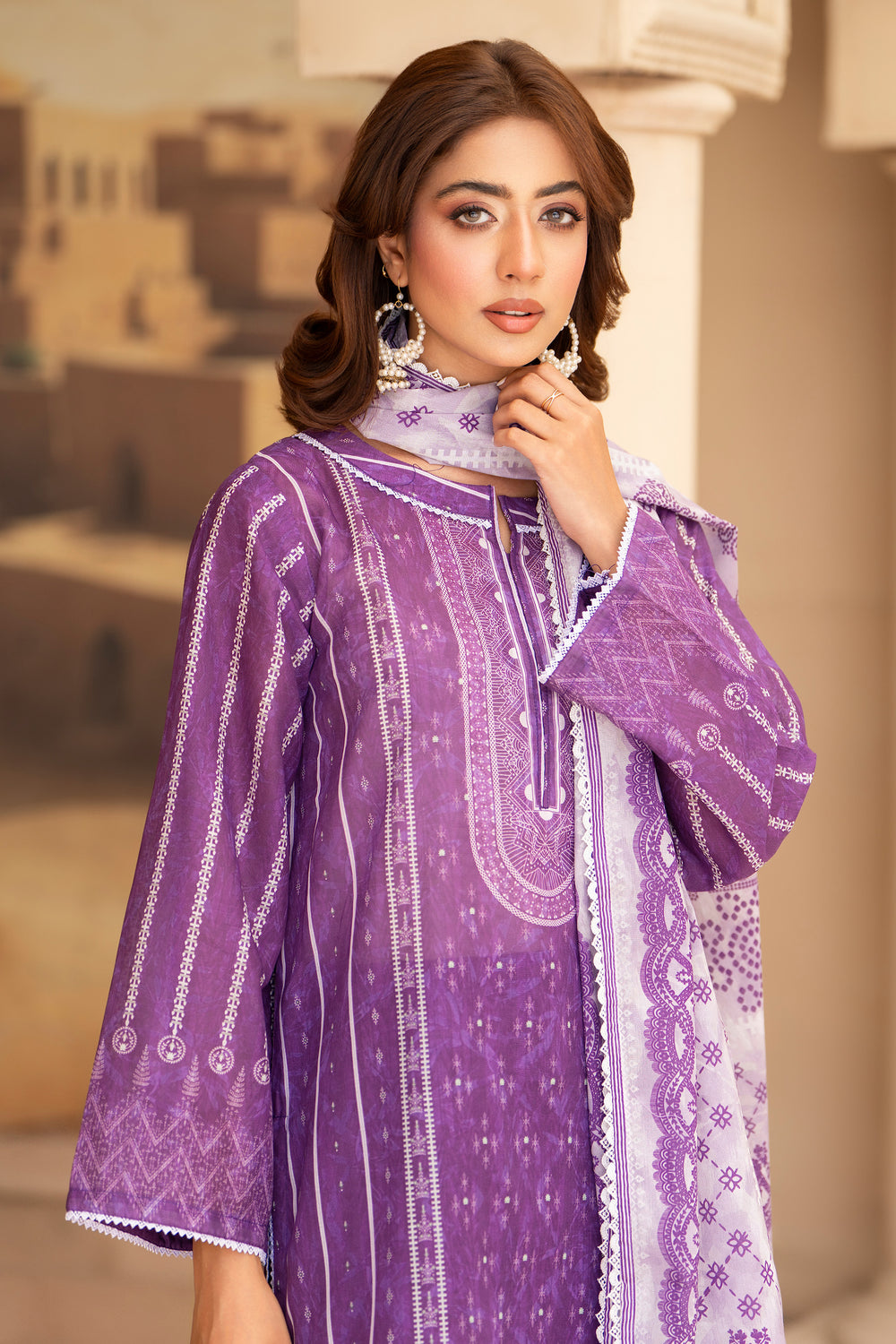 3PC Unstitched Purple Lawn - SU25V20-S5 - JACQUARD CLOTHING