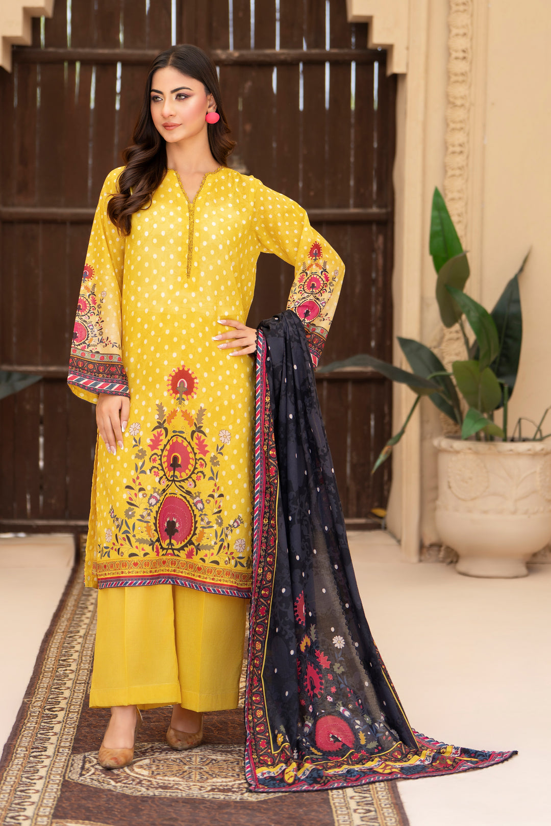 3PC Unstitched Yellow Lawn - SU25V20-S10 - JACQUARD CLOTHING
