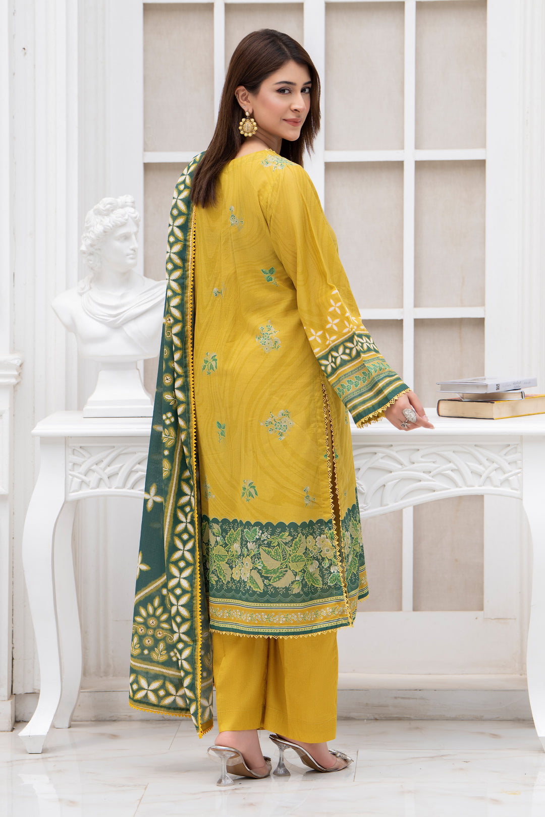 3PC Unstitched Yellow Lawn - SU25V27-S10 - JACQUARD CLOTHING