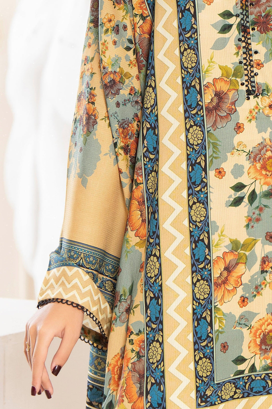 3 Piece Unstitched Linen Light Mustard - Jacquard Clothing