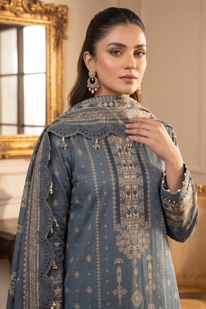 Slate Gray 3 Piece Unstitched Premium Printed Lawn