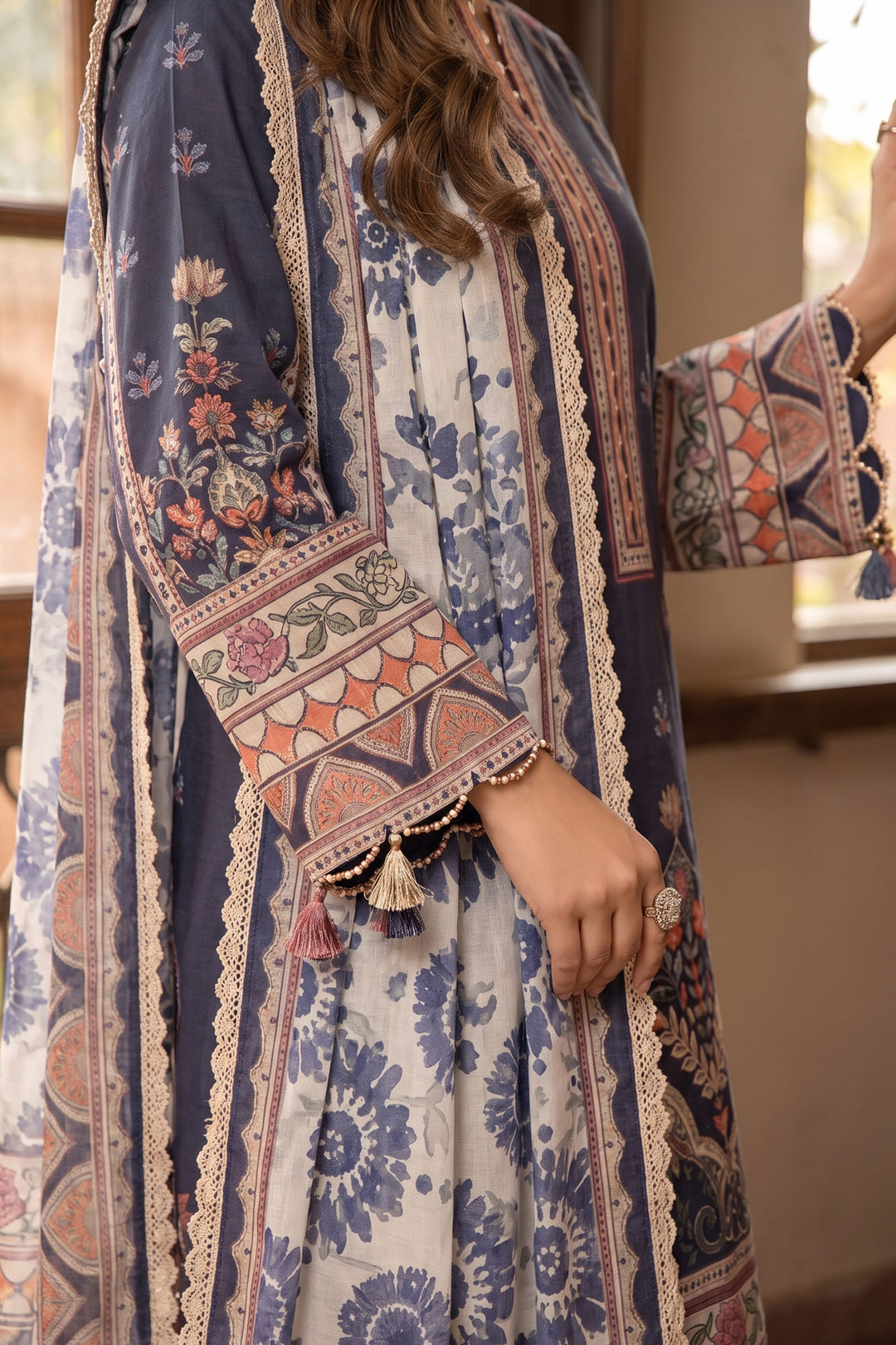 Dark Blue 3 Piece Unstitched Premium Printed Lawn