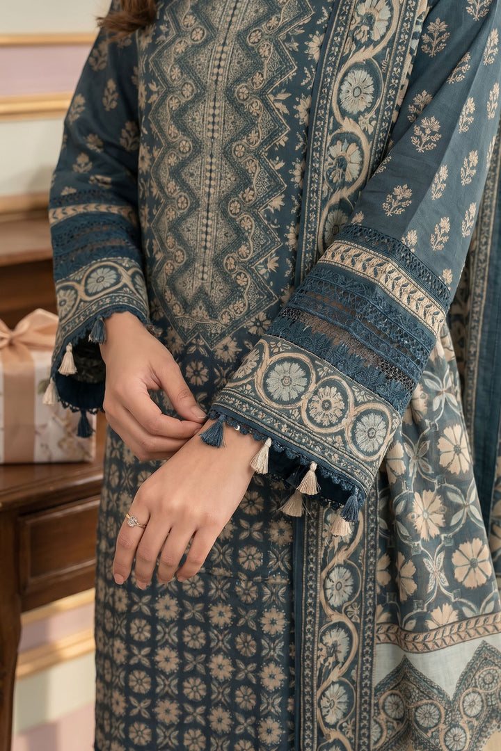 Dark Blue Grey 3 Piece Unstitched Premium Printed Lawn