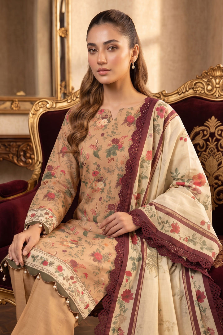 Caramel 3 Piece Unstitched Premium Printed Lawn