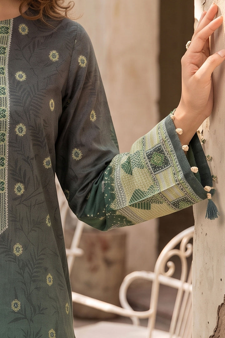 Green 3 Piece Unstitched Premium Printed Lawn