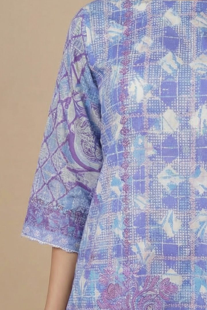 Light Purple 2 Piece Unstitched Printed Cambric Co-Ord Set