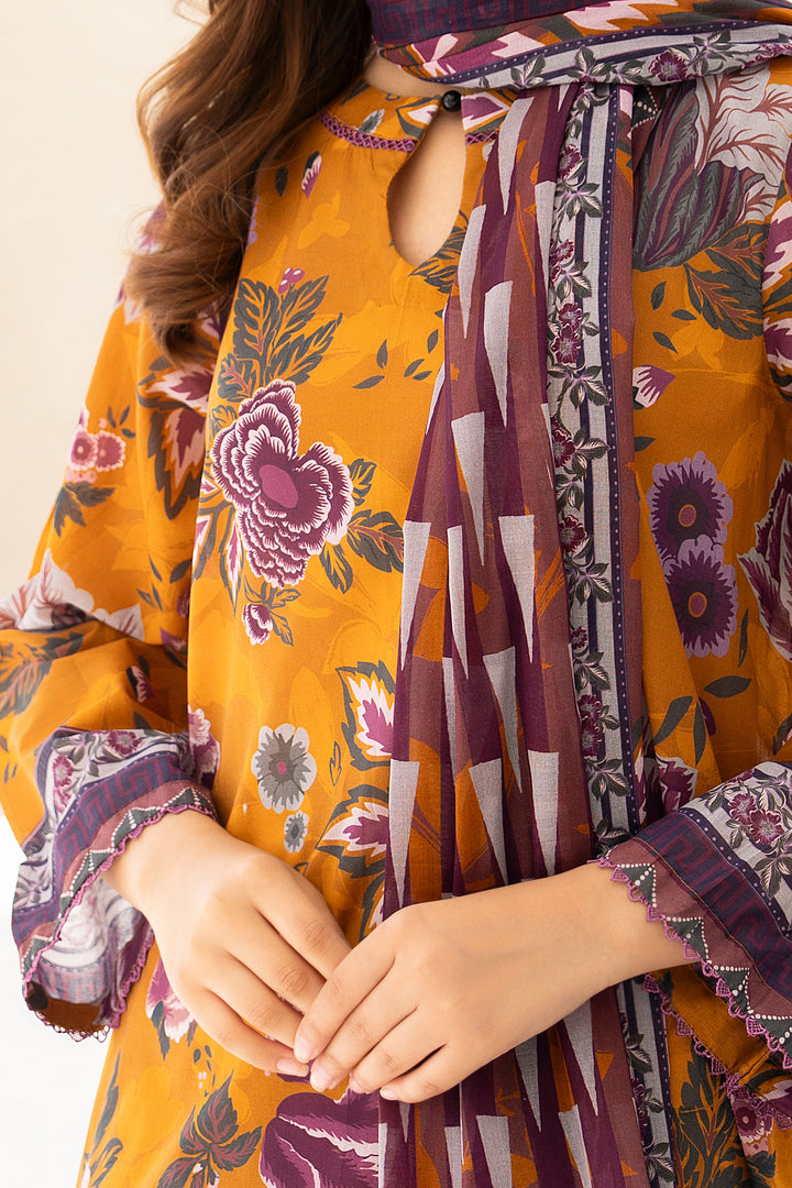 3 Piece Unstitched Saffron Premium Lawn
