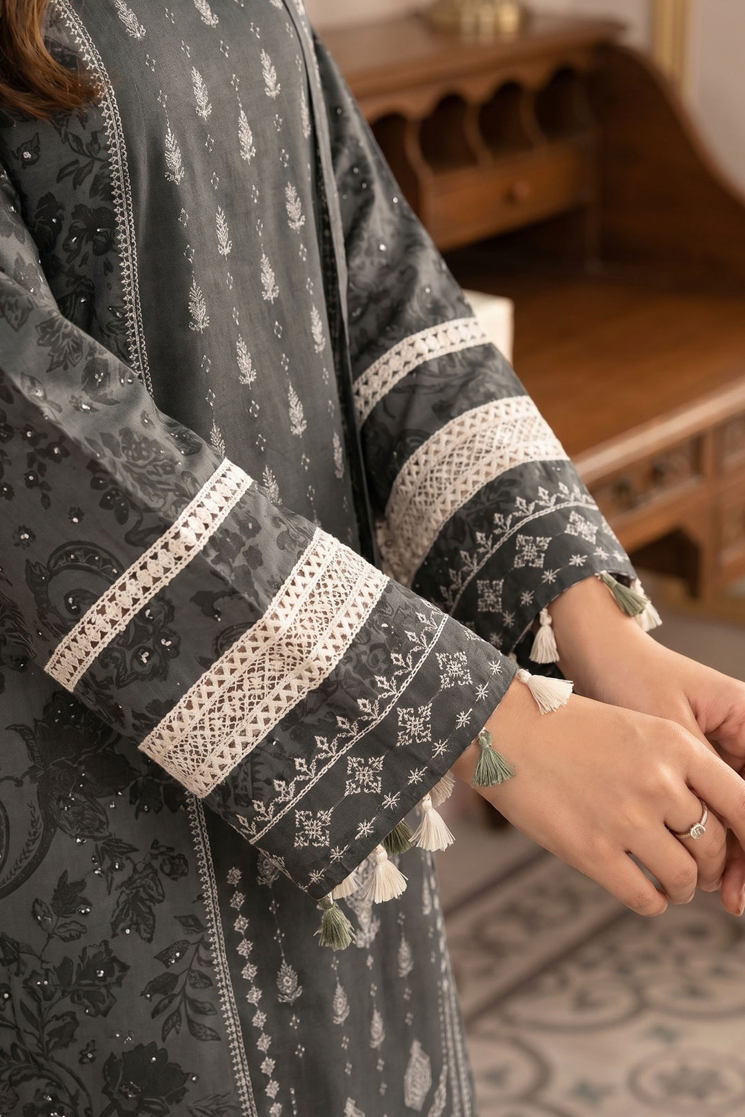 Fuscous Grey 3 Piece Unstitched Premium Printed Lawn