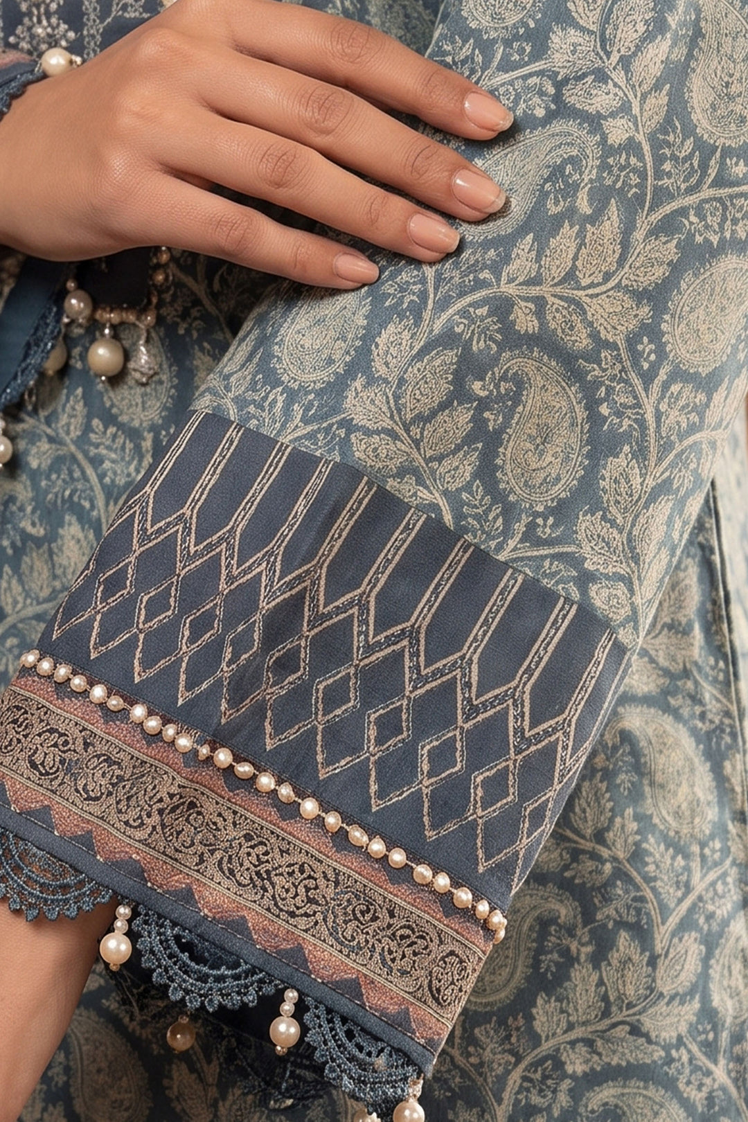 Blue 3 Piece Unstitched Premium Printed Lawn