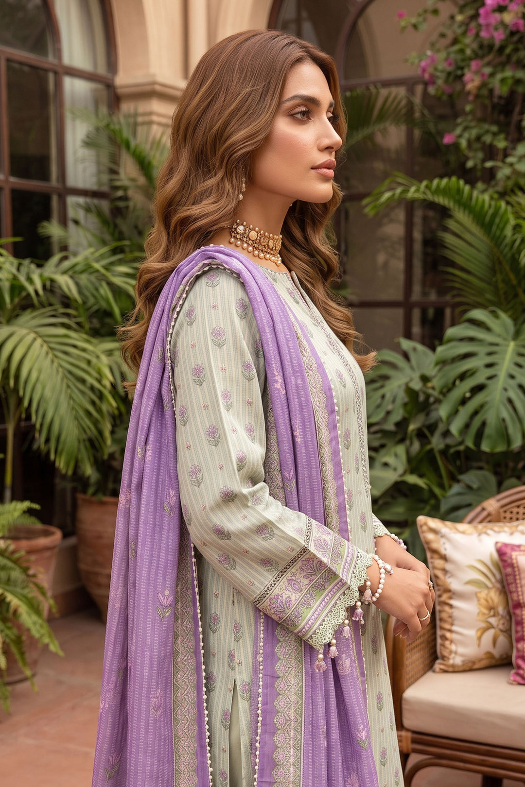 Pastel Green 3 Piece Unstitched Premium Printed Lawn