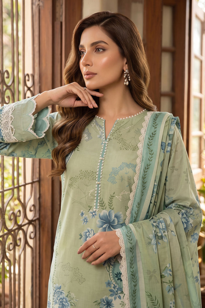 Light Green 3 Piece Unstitched Premium Printed Lawn